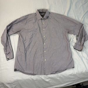Hickey Freeman Shirt Men’s Xxl Button Up Gray Check Plaid Long Sleeve
